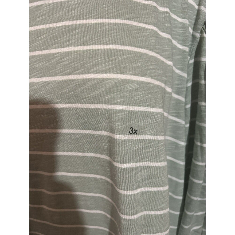 Maurices 24/7 Long Sleeve Top Womens 3X Ruched Shoulders Sleeves Green White New - Picture 2 of 12